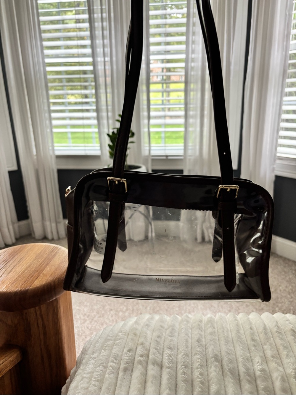 Brown Clear PVC Shoulder Bag